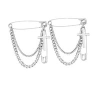 Beaupretty 2 Pezzi Catena di oro clip della catena del maglione Bracciale con spilla da balia da donna spille da balia decorative spille hip-hop spilla per lega Silver