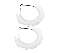 Beaupretty 2 Pezzi Cerchietti Capelli Lolita con Pizzo Bianco Arricciato Accessori Eleganti per Cosplay Maid e Tea Party Cerchietto Gothic Princess per Donne