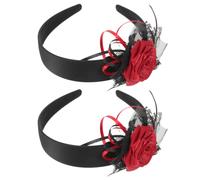 Beaupretty 2 Pezzi Cerchietto per Chioma Sposa Scheletro con Rose Realistiche in Plastica, Fascia Elegante e Leggera per Feste di Halloween e Occasioni Costume