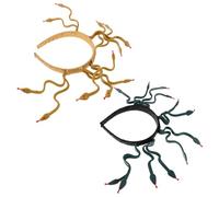 Beaupretty 2 Pezzi Medusa Headpiece Snake Crown Femminile Decorazione Serpente Verde Scuro e Oro Antico per Costume Halloween e Cosplay Egiziano Pharaoh