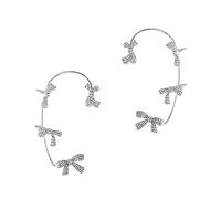 Beaupretty 2 Pezzi orecchini a fiocco farfalla orecchio cuffia auricolare Orero di cuffia per ganci ornamenti per le orecchie bracciale non piercing avvolgere gli orecchini strass Argento