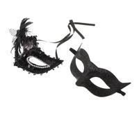 Beaupretty 2 Pezzi Set di Maschere per Due in Plastica Nero, Leggero e Portatile, Design Elegante Ispirato a Venezia con Scultura Rialzata e Pittura Dettagliata, per Servizi Fotografici e