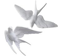 Beaupretty 2 Pezzi Statua di Rondine 3D Decorativa in Resina Bianca, | Texture Realistica, Facile da Pulire e Appendere, per Casa e Ogni Stanza, Stile Rustico