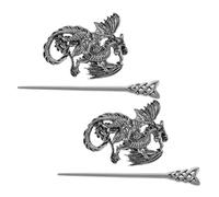 Beaupretty 2 Pezzi Tornante At di per le donne perno del drago forcine per spessi fermaglio per in stile cinese Coppie di vintage lega Silver