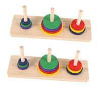 Beaupretty 2 Puzzle Intellettuale Legno Torre Hanoi Colorata per Adulti e Strumento per Regali Feste e Compleanni Sicuro con Superficie Liscia