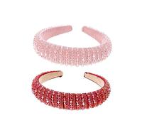 Beaupretty 2 Pz Fascia Con Perline Di Cristallo Gioielli Per Rosa Fascia a Nodo Per Donna Fascia Per Ragazze Fasce Di Strass Fasce Per Le Donne Gruppo Musicale Rosso Stoffa