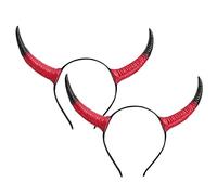 Beaupretty 2 Pz fascia di corno corna del diavolo Uomini bande gruppo musicale costume di corna hair band cornabicorna copricapo da festa fascia di bue alla rinfusa Fascia per adulti pu rosso