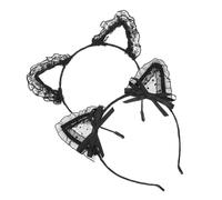 Beaupretty 2 Pz fascia per cuffie gatto hair charms cat ears pec occhiaie cerchietti per in pizzo copricapo femminile adorabile fascia in pizzo Foto Prop ferro battuto Black