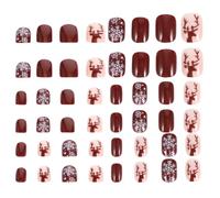 Beaupretty 2 Scatole Unghie Finte Adesive per Natale, 2 Scatole, Copertura Completa, Abs, Leggere, Non Lasciano Segni, per Appassionati di Nail Art, per Matrimonio e Capodanno