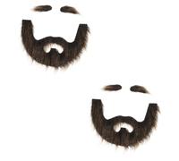 Beaupretty 2 Set vestire la barba costume vichingo barba lunga finta barba bruna costume di halloween decorazione halloween decorazione delle sopracciglia barba di carnevale cosplay peluche