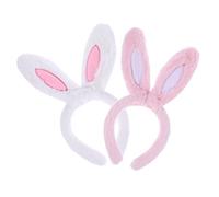Beaupretty 2pezzi Cerchietto Per Orecchie Coniglio Peluche Bianco e Rosa Accessorio Femminile Carino Per Feste e Costumi Natale e