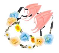 Beaupretty 2sets Cerchietto Donna Fiori e Orecchie Elfiche Per Cosplay Fascia Per Capelli Decorazioni Floreali Per Feste e Carnevale Accessori Per Capelli Da Bambina e Ragazza