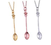 Beaupretty 3 Pezzi Collana Cucchiaio Catena Della Clavicola Delle Donne Fascino Cucchiaino a Girocollo a Catena Collana D'oro Chiave Collana D'argento Collane Di Clavicola Lega