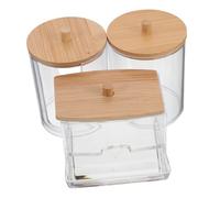 Beaupretty 3 pezzi Contenitori Trasparenti per Cotton Swab in Plastica Resistente con Ventilato Antipolvere Organizer Bagno per Cosmetici e Stoccaggio Veloce e Igienico