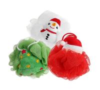 Beaupretty 3 Pezzi di Natale Bagno Riutilizzabile Babbo Natale Pupazzo di Neve Bagno Scrubber Esfoliante Doccia Risparmio di Acqua