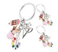 Beaupretty 3 Pezzi Portachiavi per Insegnanti e Studenti Accessori Artistici con Tavolozza Righello e Portapenne Leggeri e Resistenti come Bomboniere per Feste d Arte Laurea e Regali di