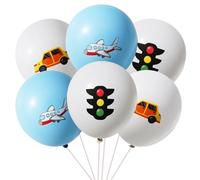 Beaupretty 30 Palloncini in Lattice da 12 Pollici con Stampa Auto, Aereo e Semaforo, Set da 30 Pezzi per Decorazioni Feste e Compleanni, Resistenti e Riutilizzabili, Adatti per Decorazioni