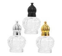 Beaupretty 3pezzi Bottigliette Vetro Roller Ricaricabili Per Oli Essenziali e Profumi Tappi Corona Eleganti Oro Nero Argento Accessori Da Viaggio Compatti Per Donna