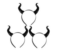 Beaupretty 3pezzi Coppa Corna da Demone Fascia per Capelli di Halloween Corna di Mucca Copricapo da Diavolo per Accessori da Costume Nero