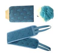 Beaupretty 3pezzi Esfolianti Corpo Con Lunga Cinghia Per Doccia Spugna Morbida Doppio Lato Per Pulizia Schiena Braccia e Gambe Design Portatile Salva Spazio Sicuro Per Colore Blu