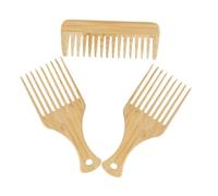 Beaupretty 3pezzi Pettini in Legno Denti Larghi Per Afro Parrucche Pettine Per Styling Dei Districante Accessori Per e Donna Realizzati in Bambù Sostenibile e Portatile