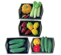 Beaupretty 4 Cestini Miniatura in Resina con Verdure Realistiche Accessori Decorativi per Casa delle Bambole Modelli Vegetali in Miniatura per Paesaggi e Artigianato Misto