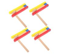 Beaupretty 4 Nacchere in Legno con Manico per Strumento Percussione Educativo Giocattolo Musicale Sicuro per Sviluppo Coordinazione e Intelligenza