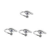 Beaupretty 4 Pezzi Anello Per Gli Occhi Azzurri Uv Occhio Decorazione Degli Occhi Chiave Anello Di Dito Anello Da Donna Anello Aperto Per Gli Occhi Anelli Alla Moda Argento Imitazione Trapano