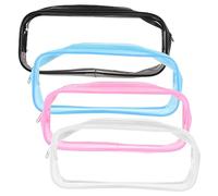 Beaupretty 4 Pezzi Astuccio Trasparente Multifunzione Borsa per Cancelleria Cosmetici e Accessori Portapenne con Cerniera Bianco Blu Rosa per Ufficio e Viaggio