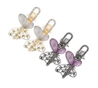 Beaupretty 4 Pezzi Butterfly Hair Clips Vintage French Style Metal Hairpins With Rhinestones For Women Lightweight Side Bangs Grip Elegant Retro Hair Accessories For Weddings And Daily Use
