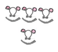 Beaupretty 4 Set copricapo di ratto fascia per l'orecchio del topo fasce per animali orecchie da topo accessori per feste costume per Halloween coda di topo orecchie fascia coda tessuto