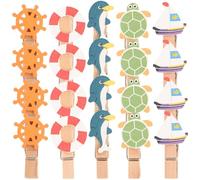 Beaupretty 40 Mini Mollette in Legno Naturale a Tema Oceano, Piccole Clip da Bucato Riutilizzabili per Foto e Decorazioni Festa, Mollette da Vestiti Leggere e Resistenti, Set 40 Pezzi (10