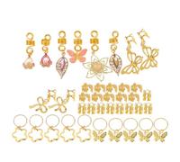 Beaupretty 40pezzi Accessori Capelli Metallo Trecce Perline Fermagli Ciondolo Farfalla Fiocco Anello Decorazione Dreadlock Uomo Donna Dorato