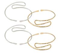 Beaupretty 4pezzi Bracciale Rigido per Donna Bracciale Minimalista a Forma di Onde per Parte Superiore del Braccio Fascia Regolabile in Metallo per Ragazze e Feste