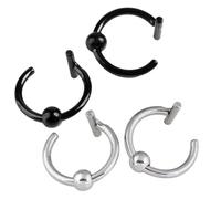 Beaupretty 4pezzi Nasal Piercing Anelli in Acciaio Inossidabile Forma Di c Per Narice o Labbro Nero e Acciaio Per Donna