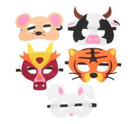 Beaupretty 5 Maschere Animali Cartone Animato per Feste Mascherine Colorate per Halloween Compleanno e Cosplay Accessori Costume Divertenti e