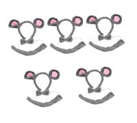 Beaupretty 5 Set copricapo di ratto copricapo di orecchie di animali fascia per orecchie da topo di halloween accessori per feste costume per Halloween da festa coda di topo tessuto