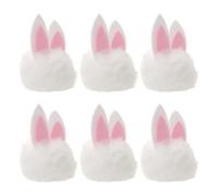 Beaupretty 6 Pezzi Coniglietto di Peluche con Orecchie Bianche e Soffice Pompon, Mini Accessori Fai da Te per Fermagli Chioma Pasquali, Decorazioni 3d per Ghirlande e Arredamento Primaverile