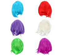 Beaupretty 6 pezzi Parrucche Caschetto Corte Colorate per Donna e Ragazza Wigs Bob Cosplay per Feste Halloween Accessori Costume con Rete Integrata in Materiale Pet Resistente