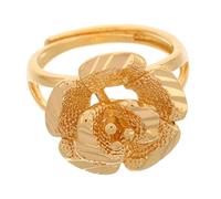 Beaupretty anello di garofano anello fiore d'epoca Anelli di fiori anello fiore rosa vintage Anello unico Gioielli floreali anelli di dichiarazione anello regolabile rame Golden