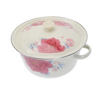 Beaupretty Bacinella Smaltata con Coperchio 24cm per Gnocchi e Ripieni, Contenitore Vintage per Conservazione Alimenti, Stoviglie da Cucina Casa e Ristorante Stile Casuale