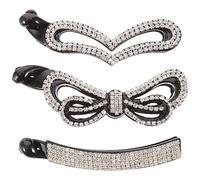 Beaupretty banana clip capelli, cristallo capelli artiglio strass capelli artiglio clip coda di cavallo titolare chiusura per capelli, 3 pezzi