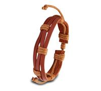 Beaupretty Bracciale in Pelle Punk Vintage Lavorato Maglia Decorazione Marrone Regolabile
