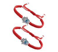 Beaupretty Bracciale Intrecciato Regolabile Ciondolo Anti-malocchio in Lega e Corda, Set 2 Pezzi Rosso, Braccialetti Amuleto di Protezione per Donne, Accessori Contro Energie Negative