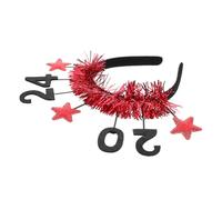 Beaupretty Cerchietto Capodanno Rosso Con Numeri e Stelle Fascia Per Capelli Donna Accessorio Festa Anno Elegante Per Foto e Occasioni Speciali