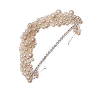 Beaupretty Cerchietto Di Perle Gruppo Musicale Anelli Per Le Donne Copricapo Di Perle Intrecciate a Mano Fede Nuziale Festa Orgoglio Accessori Per Per La Sposa Bianca Fil Di Ferro