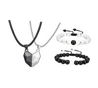 Beaupretty Collana Con Ciondolo a Forma Di Cuore e Braccialetto Per Collane Magnetiche Abbinata Per Coppie Regalo Romantico Per Relazioni