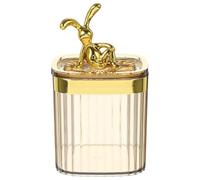 Beaupretty Contenitore Organizzatore Trucco Coniglio Oro in PP per Bagno | Design Raffinato e Trasparente, Salvaspazio per Cassetto, per Bastoncini di Cotone e Dischetti