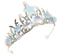 Beaupretty Corona di Sirena Strass e Stella Marina in Lega Resistente, Tiara di Cristallo da Principessa Leggera per Spose e Ragazze, Copricapo Elegante per Matrimoni e Feste a Tema Oceano