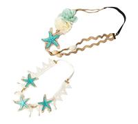 Beaupretty Fasce per Chioma da Donna Conchiglia e Pizzo, Set 2 Pezzi Elastiche Perle e Motivo Floreale, Accessori per Chioma Estivi per Ragazze, Vacanze al Mare e Feste